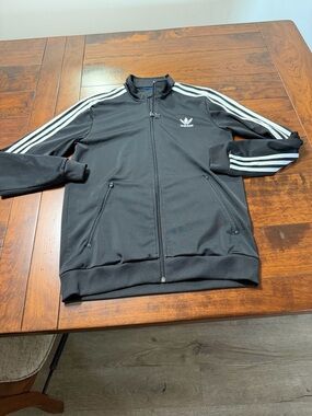 adidas Black Track Jacket with White 3-Stripes